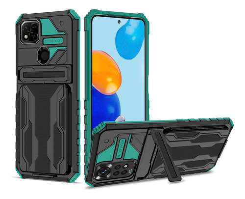 Funda Para Poco C40 / Redmi 10c Steel Card Case +cristal 9d