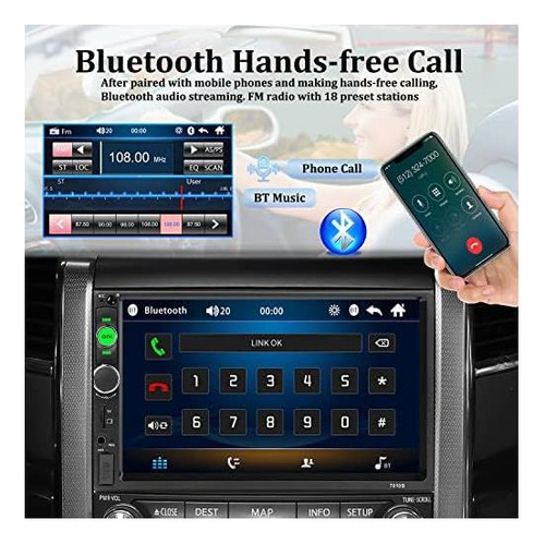 Radio De Coche Estéreo Doble Din Bluetooth 7 Pulgadas Mp5 Hd