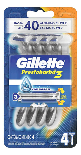 Afeitadora Prestobarba Gillette 3 Masculino 4unds