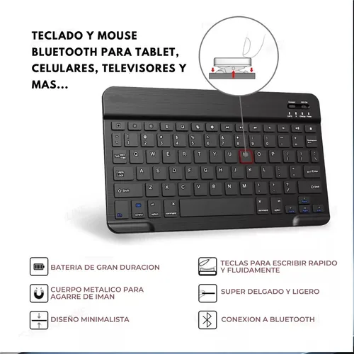 Combo Mini Teclado Y Mouse Bluetooth Inalambrico Recargable