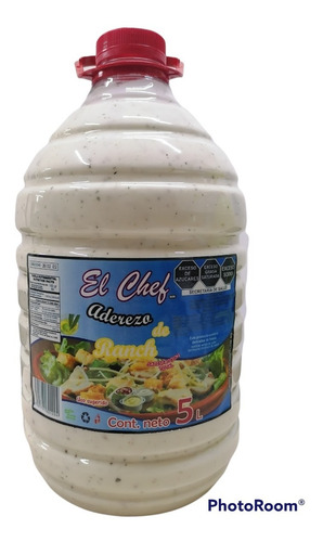 Aderezo Ranch Garrafa 5 Litros El Chef, Gran Sabor