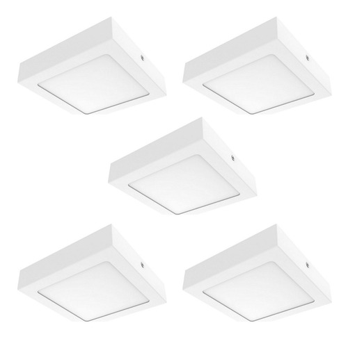 Pack 5 Foco Led 12 W Plafon Cuadrado Sobrepuesto / Hb Led