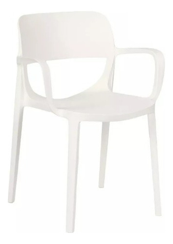 Silla Comedor Jardin Reforzada Smile Con Apoyabrazos Color Blanco