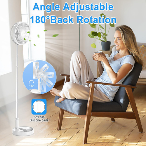 Ventilador De Pie Portátil Con Panel Solar Recargable 3 Velo