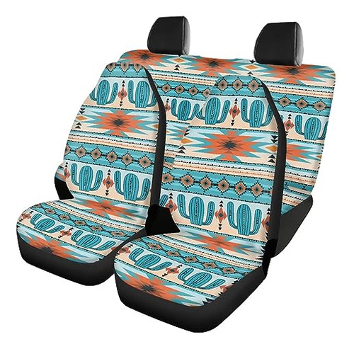 Fkelyi Aztec Tribal Cactus Floral Car Seat Covers Full Set F