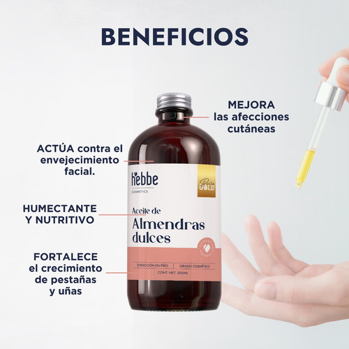 Imagen 3 de 9 de Aceite De Almendras Dulces, Uso Cosmético, 500 Ml