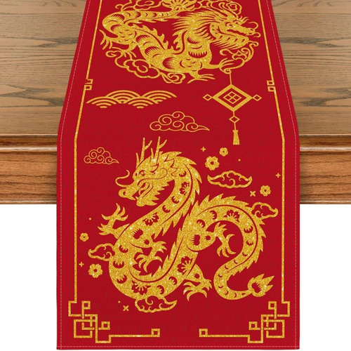 Camino De Mesa Zodiac Dragon Gold Dragon Para 1 Unidad/4 Pie