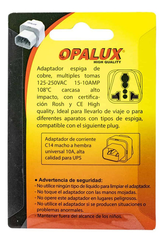 Adaptador Enchufe Con Toma Tierra Para Ups Op-603-r Opalux