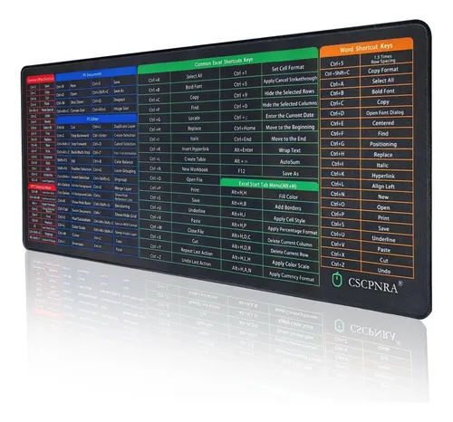Excel Cheat Sheet Desk Pad - Atendos Mousepad, Gran Alfombra