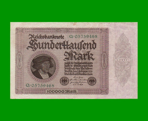 Billete De Alemania 100.000 Marcos, Pick 83a, Año 1923, M B-