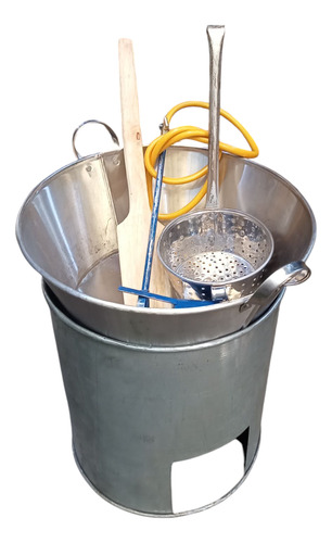 Kit Cazo Para Carnitas 50 Cm De Diámetro Con Base Acero Inox