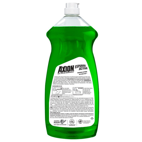 Imagen 2 de 3 de Lavatrastes Axion Limón líquido en botella 900 mL