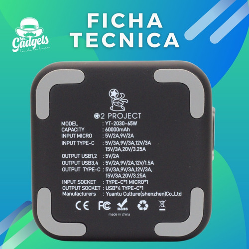 Imagen 7 de 10 de Power Bank 60,000 Mah Bateria Portatil Compacta Carga Rapida