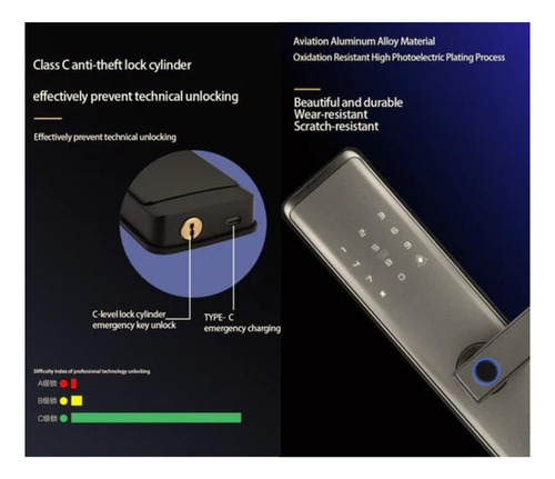 Cerradura Inteligente Wifi App Tuya, Rfid, Huella, Codigo Negro
