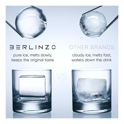 Berlinzo Clear Ice Cube Maker Molde Combo 2+2 Cubos Y Bolas