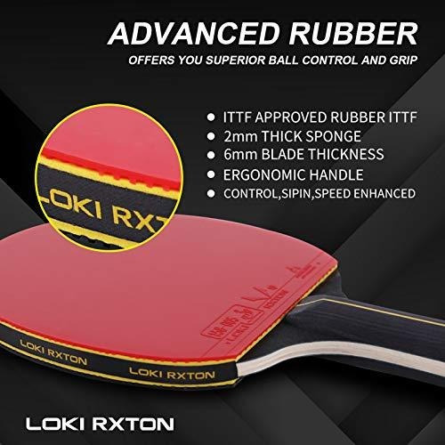 LOKI RXTON Ping Pong Paddles Professional 5 Layer Wood Blade Table Tennis Racket Set for 2 or 4 Players Portable Storage Case Perfect for Indoor and Outdoor Ping Pong Games 