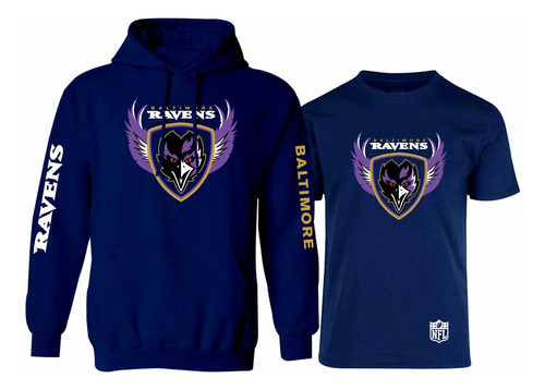 Kit De Sudadera + Playera Modelo 4 Baltimore Ravens