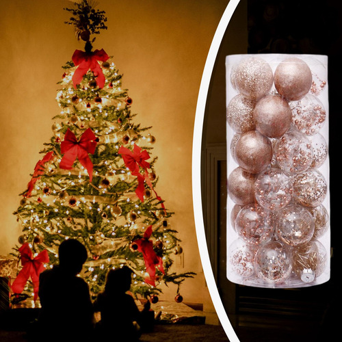 24x Bolas De Navidad Adornos Decoración De Dorado Champagne
