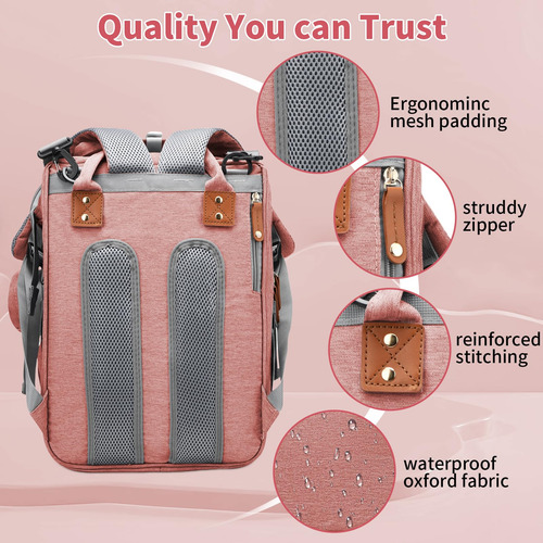 Mochila Para Pañales Para Bebés Lhdymxyn Con Cambiador Rosa
