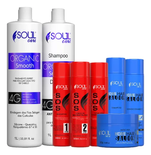 comprar Máscara Capilar Organica Soul Care Escova Sem Formol Selagem dos Fios kit com 8 unidades