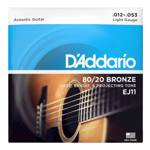 Cuerda D'addario Guitarra Acústica De Bronce 12-53 Dad-ej11