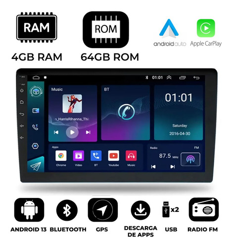 Stereo Android 10¨ Passat 2012+ Carplay Bt Gps 4-64gb