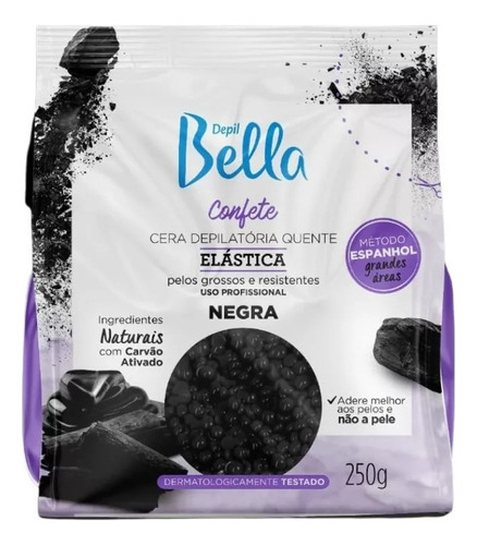Cera Confete Elastica Negra Depil Bella 250g