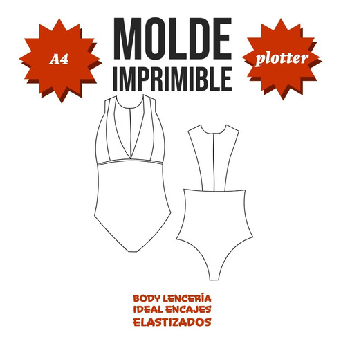 Molde Patrón Imprimibles Body Lencería Pdf A4 Plotter