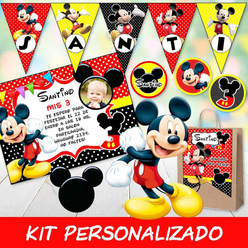 Kit Imprimible Mickey Rojo Personalizado