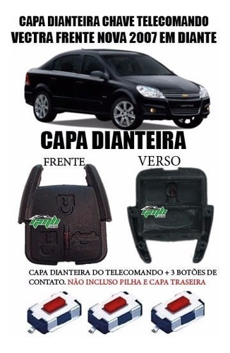 Capa Chave Telecomando + Botão Vectra 2008 2009 2010 2011