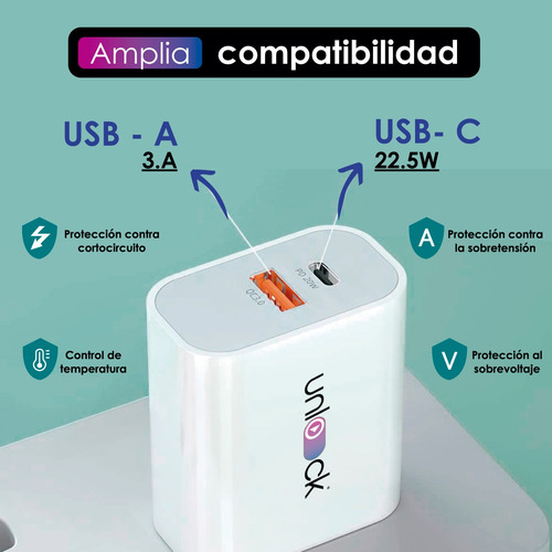 Cargador Tipoc Adaptador Cargarapida 22.5w Pd Iph Android