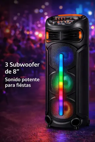 Parlante Torre 3x8 18000w Karaoke Microfono Luces Led 8307a Color Negro ...