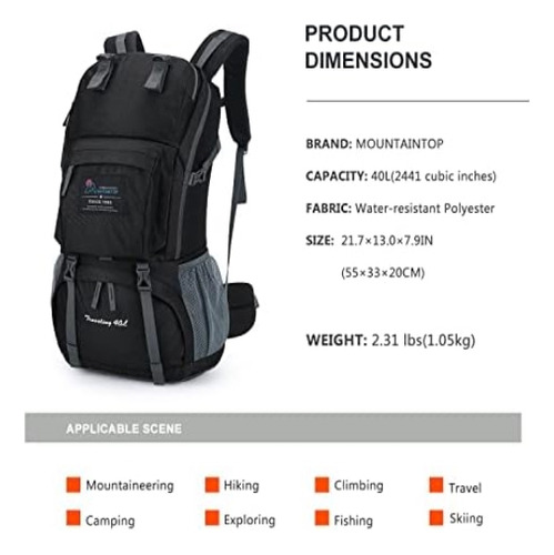 Mountaintop Mochila De Senderismo De 40 L Para Mujeres Y De