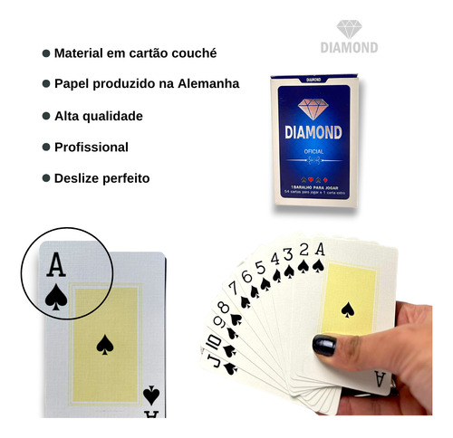 Conjunto Baralho Diamond Tradicional Com 2 Unidades Oficial