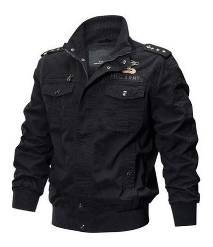 Chaqueta Vaquera Militar Masculina Con Cremallera, Chaqueta