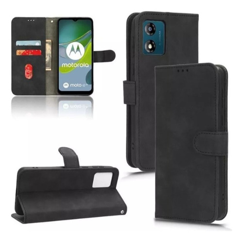 Flip Cover Billetera Para Motorola Moto E13+mica Vidrio