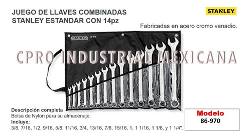 Juego De 14 Llaves Combinadas Stanley Estandar 86-970 S P