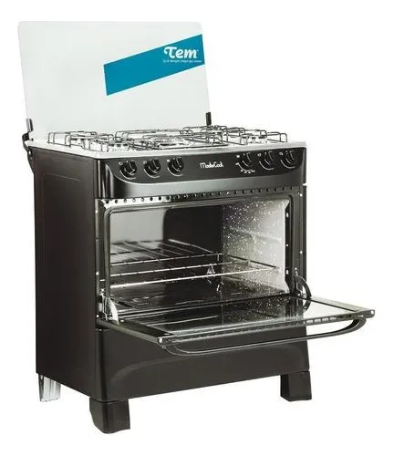 Cocina Tem Mastercook glp color negro con puerta con visor
