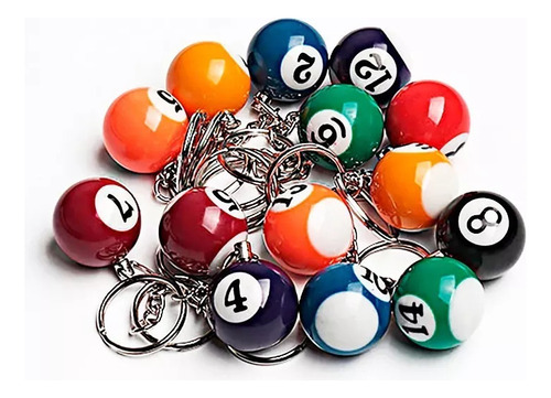 Llavero Bolas Billar Pool Caja X 16 Unidades Económico