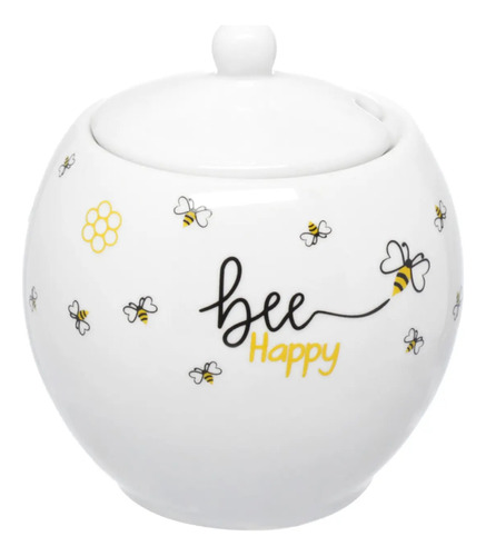 Açucareiro Abelhinha Em Porcelana Honey Bee Happy Promocao