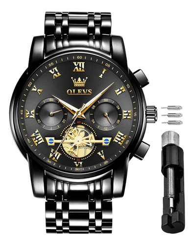 Olevs - Reloj De Pulsera De Acero Inoxidable Para Hombre, C.