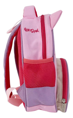 Mochila Infantil Petit Piá Lia: Compartimento Térmico Cor Rosa Desenho Do Tecido Gatinho
