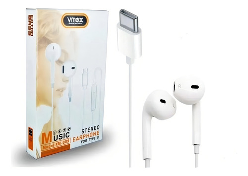 Vmex Manos Libres Para Celular Audífonos Tipo C Extra Bass Blanco