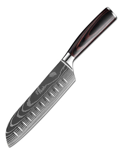 Cuchillo Acero Inoxidable Diseño Damasco 30cm Color Plateado