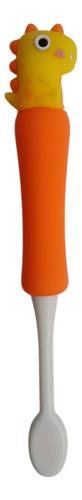 Cepillo Dental Animado Animalitos Infantil Cartoon Toyz Dinosaurio Naranja