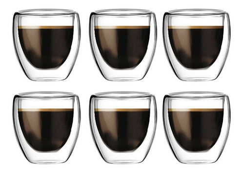 Set X 6 Vasos 250ml Cafe Doble Tipo Nespresso Dolce Gusto