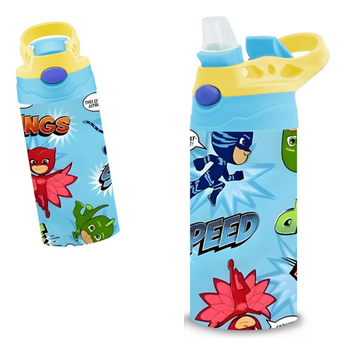Termo Infantil Pj Masks Héroes En Pijama Acero Inoxidable Amarillo