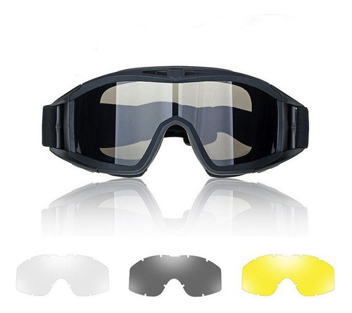 Gafas Tácticas For Motocicleta - 3 Lentes Intercambiables