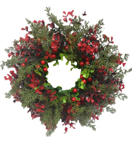 Corona De Navidad Con Frutos Rojos Artificiales