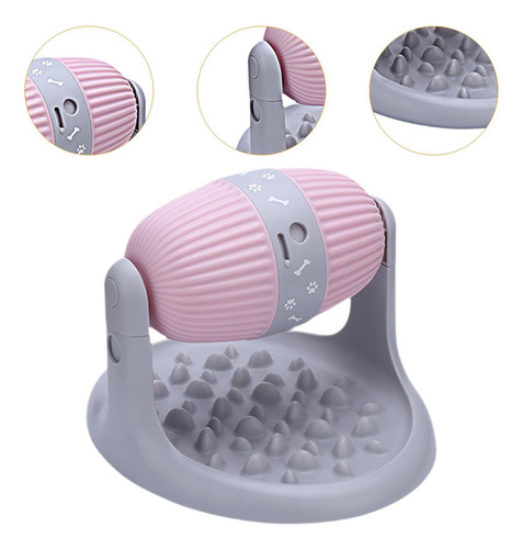 Comedero Lento De Altura Ajustable Para Perros Rosa